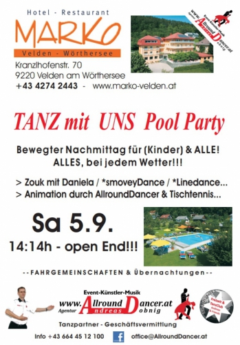 Hotel Marko TmU Pool Party 5.9.15 bewegter Nachmittag für Kinder &Alle AllroundDancer